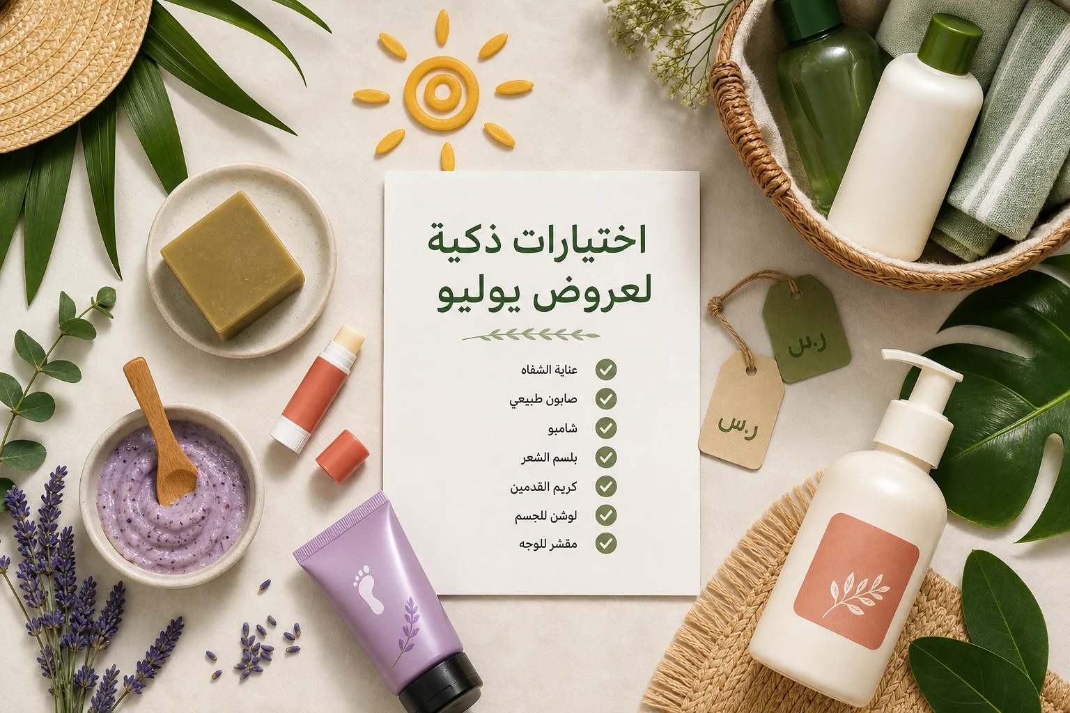 اختيارات ذكية لعروض آي هيرب يوليو: عناية الشفاه، صابون طبيعي، شامبو، بلسم شعر، كريم قدمين، لوشن جسم، مقشر وجه