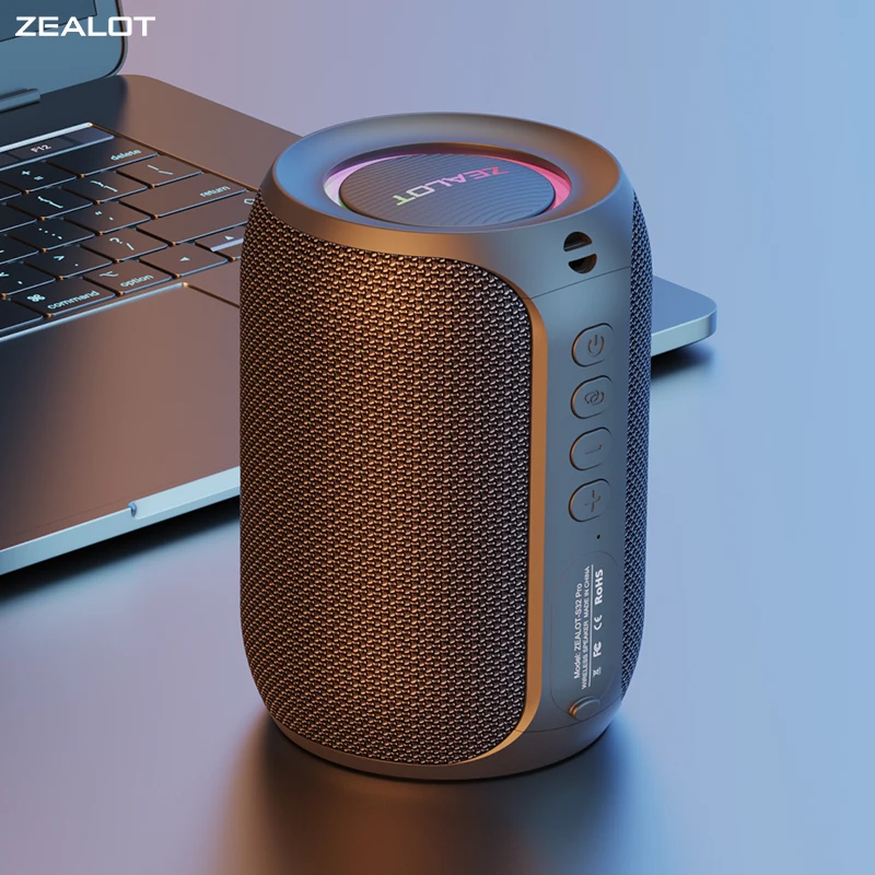 مكبر صوت Zealot S32 Pro بلوتوث مقاوم للماء مع إضاءة LED
